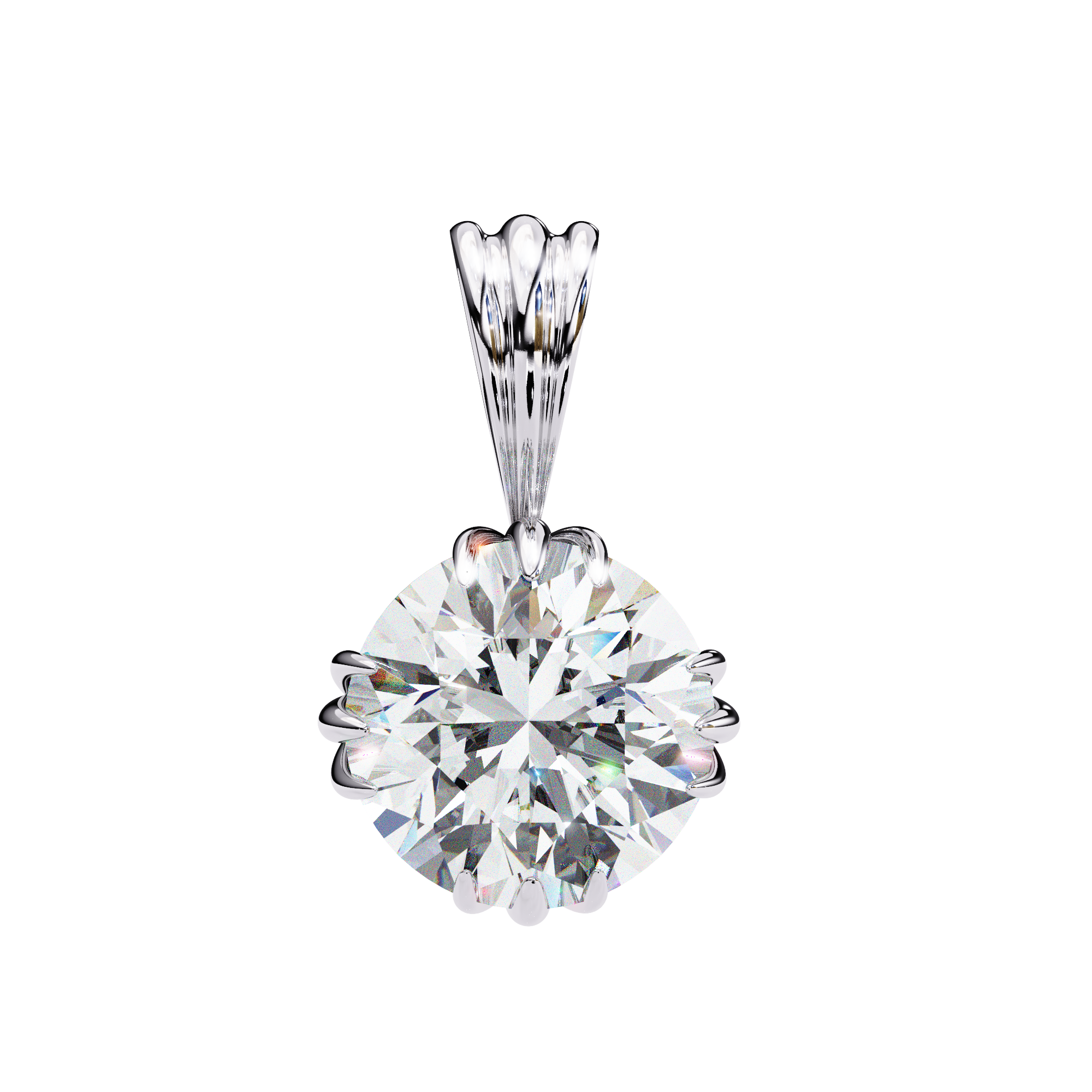 Selavryn Round Floral-Cage Solitaire Pendant